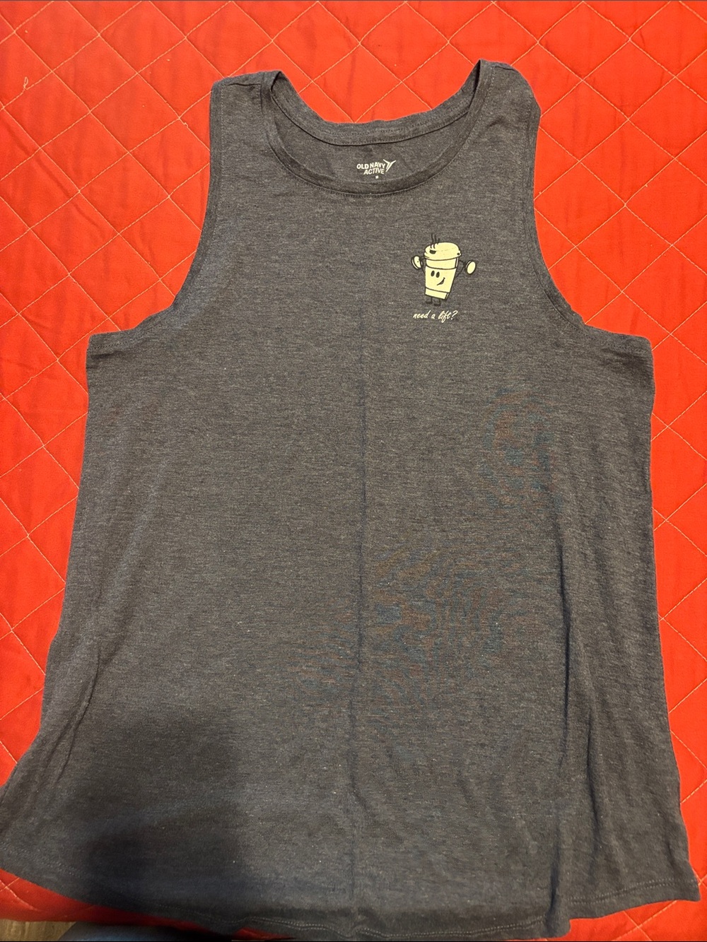 Old Navy Gray Tank Top with Coffee Graphic